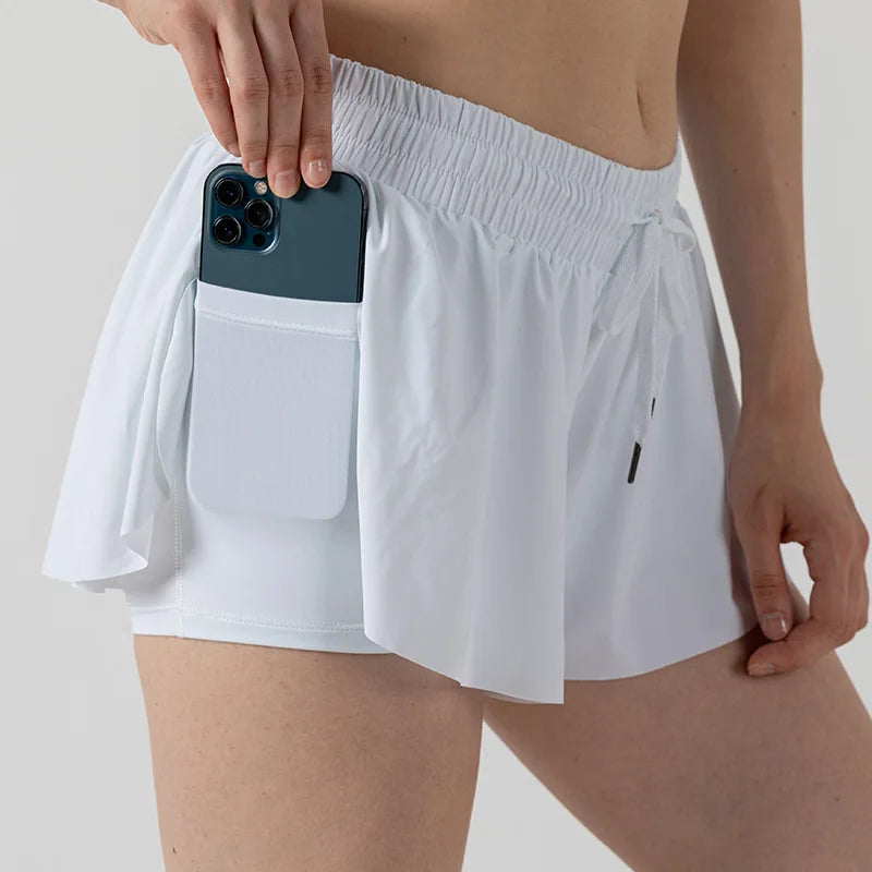 2 in 1 Flowy Sports Movea™ Shorts met hardloopzak - Comfortabel en casual
