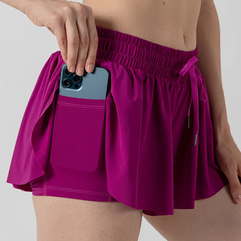 2 in 1 Flowy Sports Movea™ Shorts met hardloopzak - Comfortabel en casual