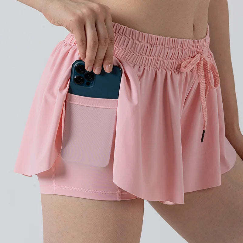 2 in 1 Flowy Sports Movea™ Shorts met hardloopzak - Comfortabel en casual