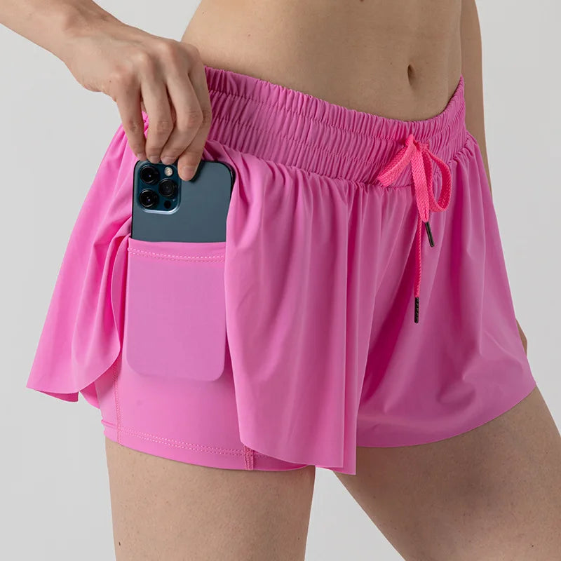 2 in 1 Flowy Sports Movea™ Shorts met hardloopzak - Comfortabel en casual