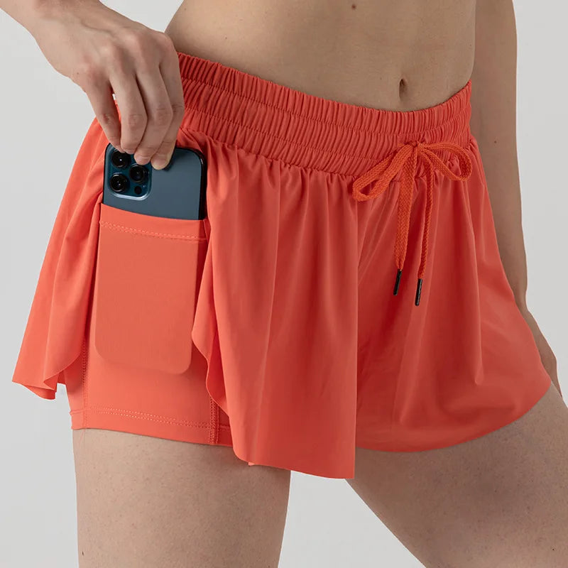 2 in 1 Flowy Sports Movea™ Shorts met hardloopzak - Comfortabel en casual