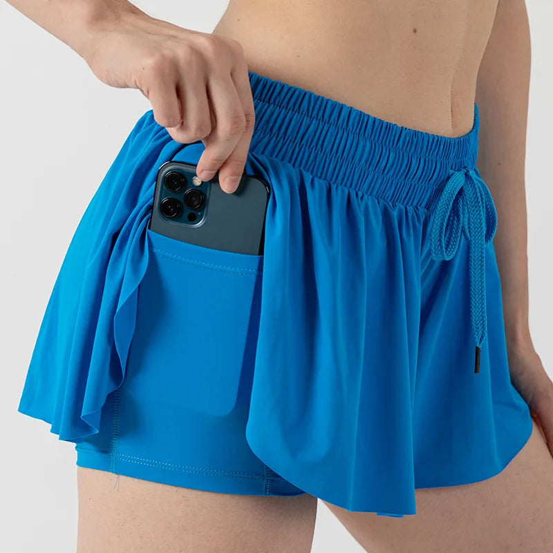2 in 1 Flowy Sports Movea™ Shorts met hardloopzak - Comfortabel en casual