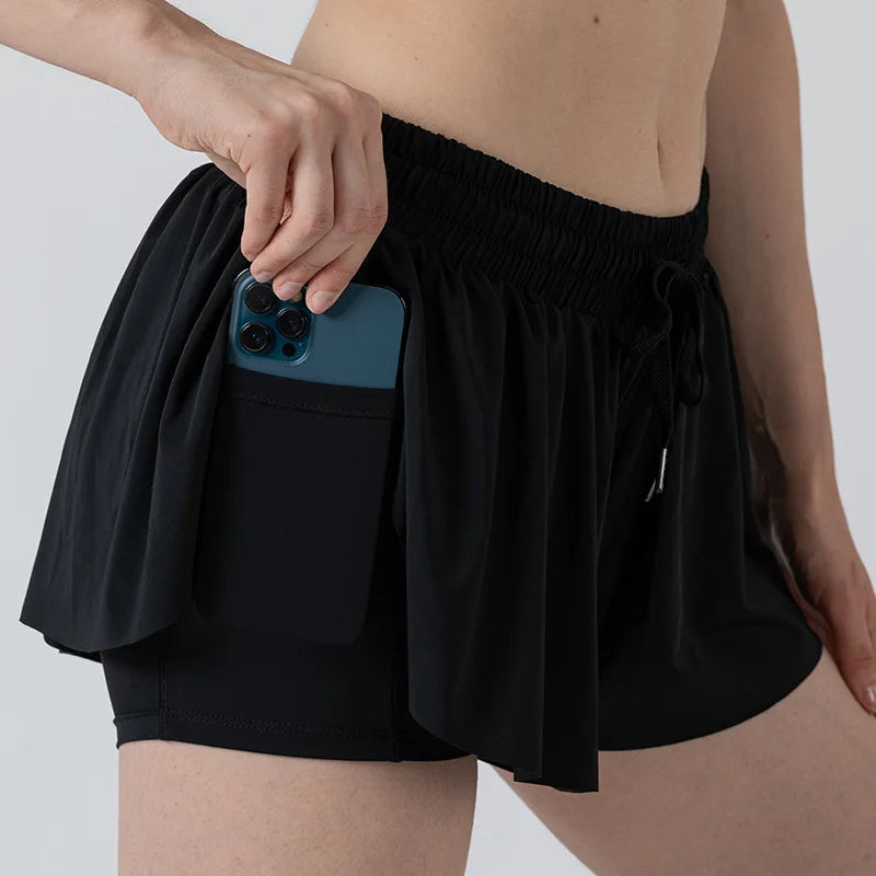 2 in 1 Flowy Sports Movea™ Shorts met hardloopzak - Comfortabel en casual