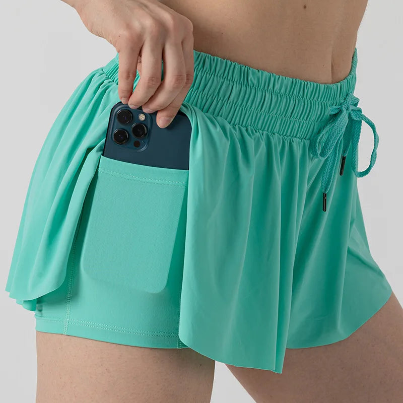2 in 1 Flowy Sports Movea™ Shorts met hardloopzak - Comfortabel en casual