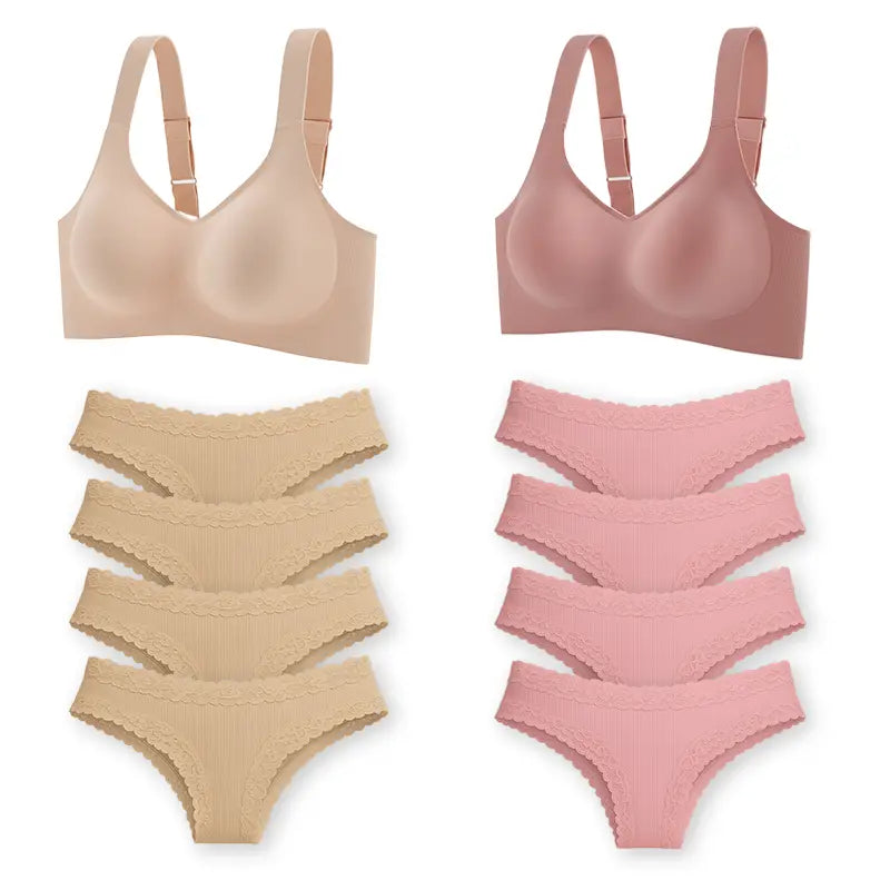 Cotton Embrace Set – 2 Comfort Bras + 8 CottonLace Panties