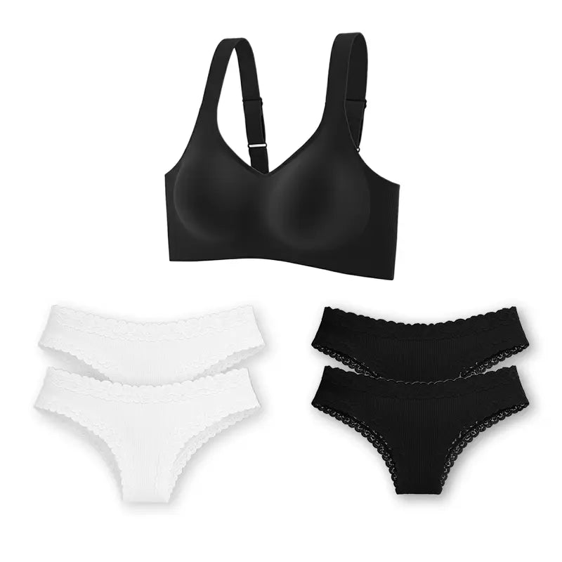 Everyday Comfort Set – 1 Comfort Bra + 4 CottonLace Panties